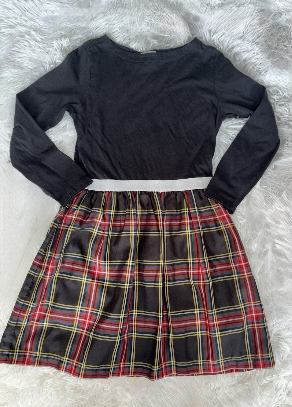 Crewcuts Girls 8 Black Holiday Plaid Skirt Design Party Dress. Beaut, Exc. Cond